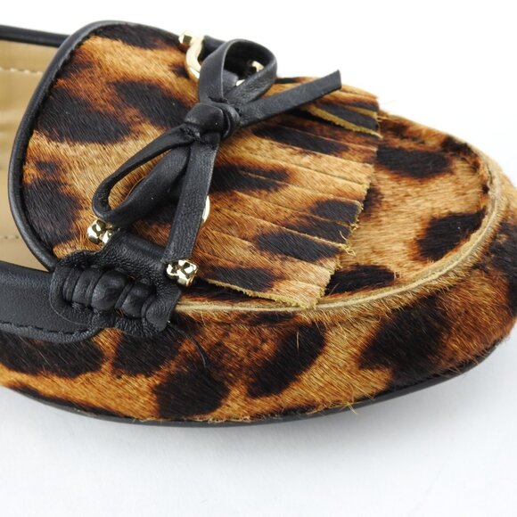 Talbots Everson Tasseled Leopard Print Leather Driving Moccasins Sz 5 Animal Fla - Picture 4 of 14